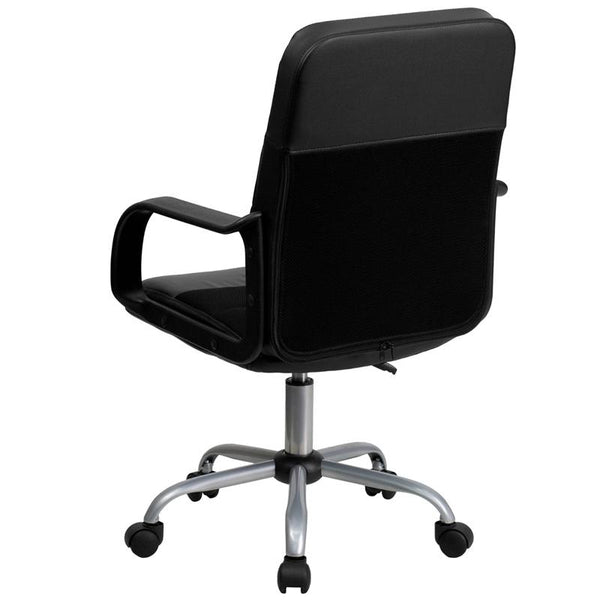 Flash Furniture Mid-Back Black Leather and Mesh Swivel Task Chair with Arms - LF-W-61B-2-GG