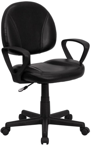 Flash Furniture Mid-Back Black Leather Ergonomic Swivel Task Chair with Arms - BT-688-BK-A-GG