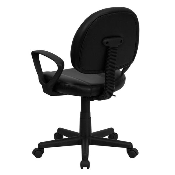 Flash Furniture Mid-Back Black Leather Ergonomic Swivel Task Chair with Arms - BT-688-BK-A-GG