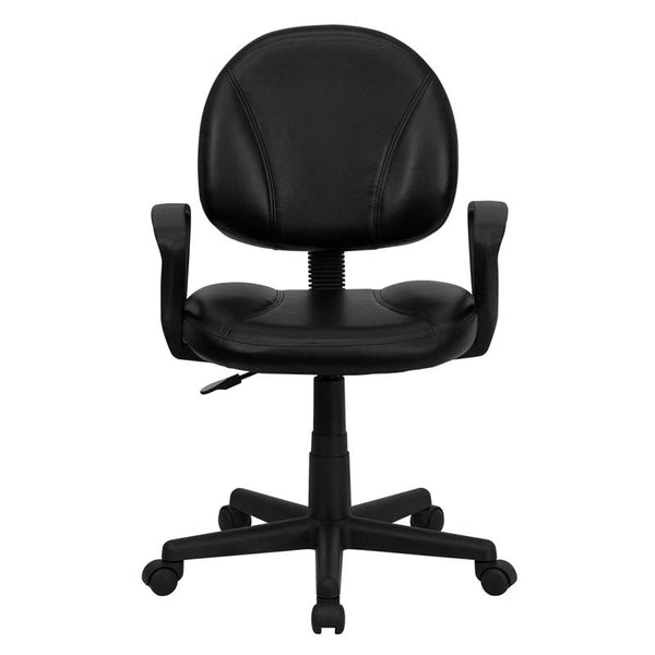 Flash Furniture Mid-Back Black Leather Ergonomic Swivel Task Chair with Arms - BT-688-BK-A-GG