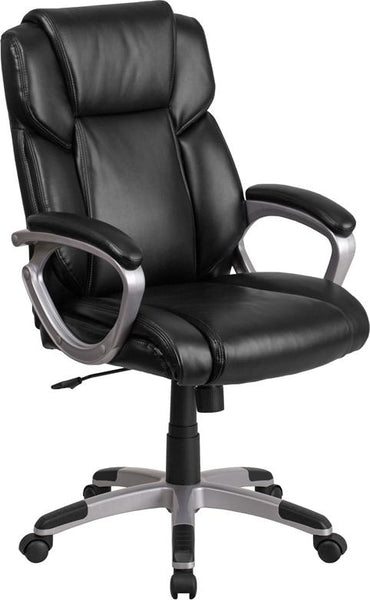 Flash Furniture Mid-Back Black Leather Executive Swivel Chair with Padded Arms - GO-2236M-BK-GG