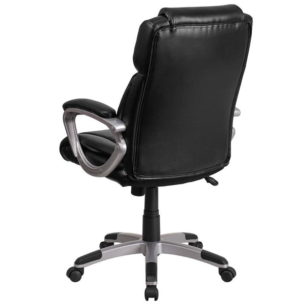 Flash Furniture Mid-Back Black Leather Executive Swivel Chair with Padded Arms - GO-2236M-BK-GG