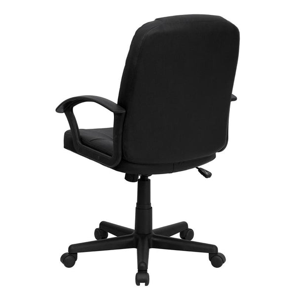 Flash Furniture Mid-Back Black Leather Executive Swivel Chair with Rounded Back and Arms - BT-8075-BK-GG