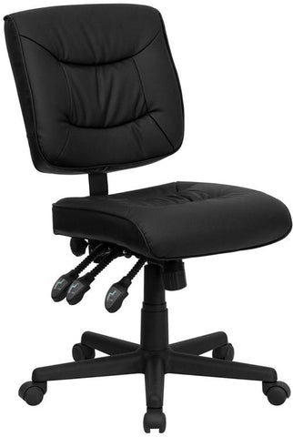 Flash Furniture Mid-Back Black Leather Multifunction Swivel Task Chair - GO-1574-BK-GG