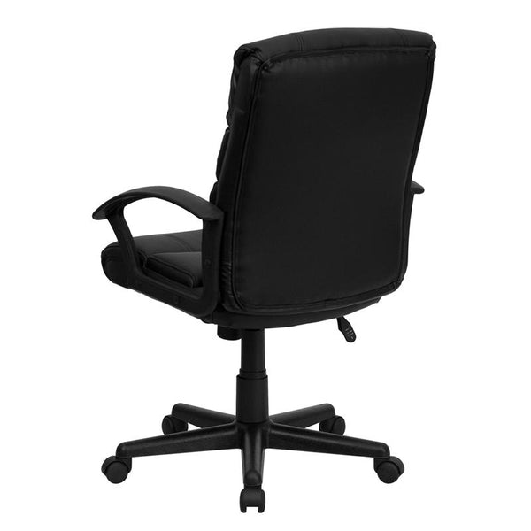 Flash Furniture Mid-Back Black Leather Swivel Task Chair with Arms - GO-1004-BK-LEA-GG