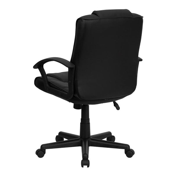 Flash Furniture Mid-Back Black Leather Swivel Task Chair with Arms - GO-937M-BK-LEA-GG