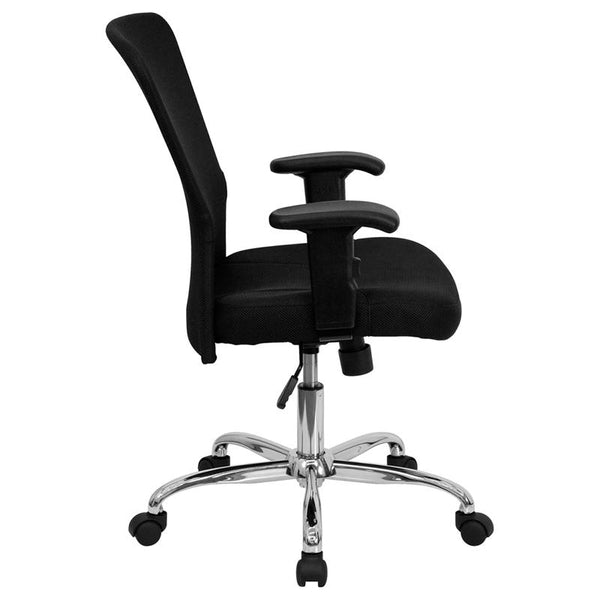 Flash Furniture Mid-Back Black Mesh Contemporary Swivel Task Chair with Chrome Base and Adjustable Arms - GO-5307B-GG