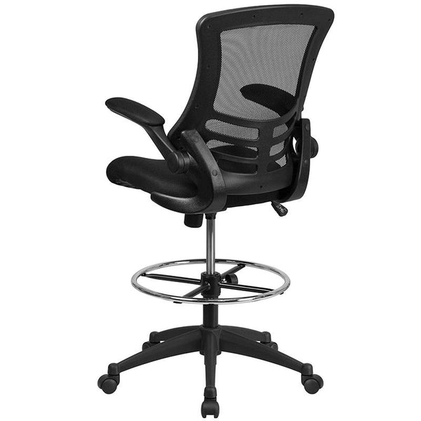 Flash Furniture Mid-Back Black Mesh Drafting Chair with Adjustable Foot Ring and Flip-Up Arms - BL-X-5M-D-GG