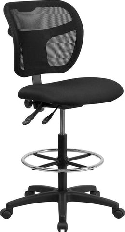 Flash Furniture Mid-Back Black Mesh Drafting Chair with Back Height Adjustment - WL-A7671SYG-BK-D-GG