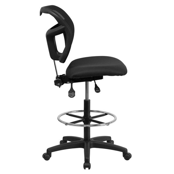 Flash Furniture Mid-Back Black Mesh Drafting Chair with Back Height Adjustment - WL-A7671SYG-BK-D-GG