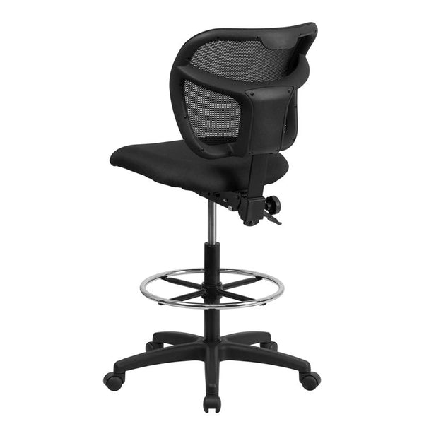 Flash Furniture Mid-Back Black Mesh Drafting Chair with Back Height Adjustment - WL-A7671SYG-BK-D-GG