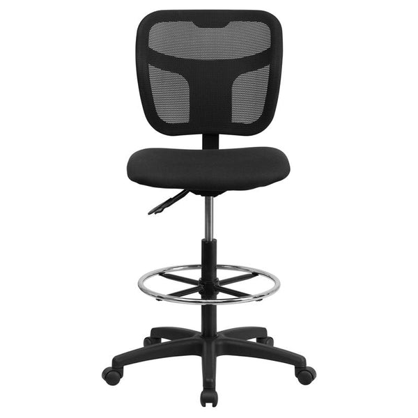 Flash Furniture Mid-Back Black Mesh Drafting Chair with Back Height Adjustment - WL-A7671SYG-BK-D-GG