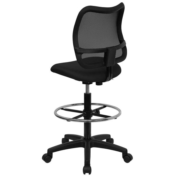 Flash Furniture Mid-Back Black Mesh Drafting Chair - WL-A277-BK-D-GG