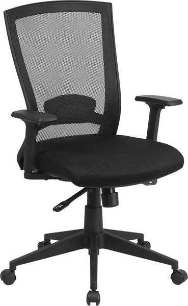 Flash Furniture Mid-Back Black Mesh Executive Swivel Chair with Back Angle Adjustment and Adjustable Arms - HL-0004K-GG