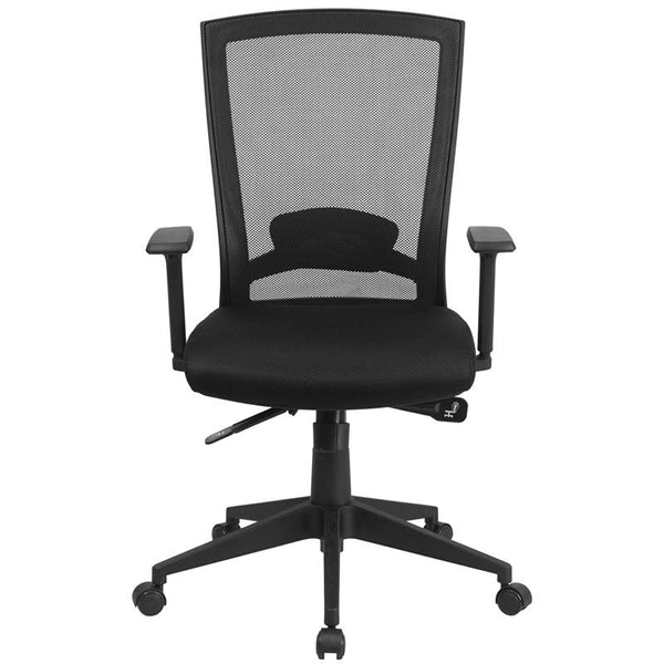 Flash Furniture Mid-Back Black Mesh Executive Swivel Chair with Back Angle Adjustment and Adjustable Arms - HL-0004K-GG