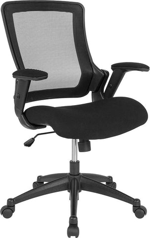 Flash Furniture Mid-Back Black Mesh Executive Swivel Chair with Molded Foam Seat and Adjustable Arms - BL-LB-8803-GG