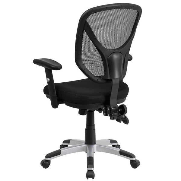 Flash Furniture Mid-Back Black Mesh Multifunction Swivel Task Chair with Adjustable Arms - GO-WY-89-GG