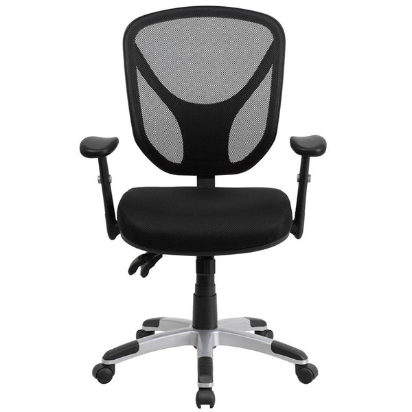 Flash Furniture Mid-Back Black Mesh Multifunction Swivel Task Chair with Adjustable Arms - GO-WY-89-GG