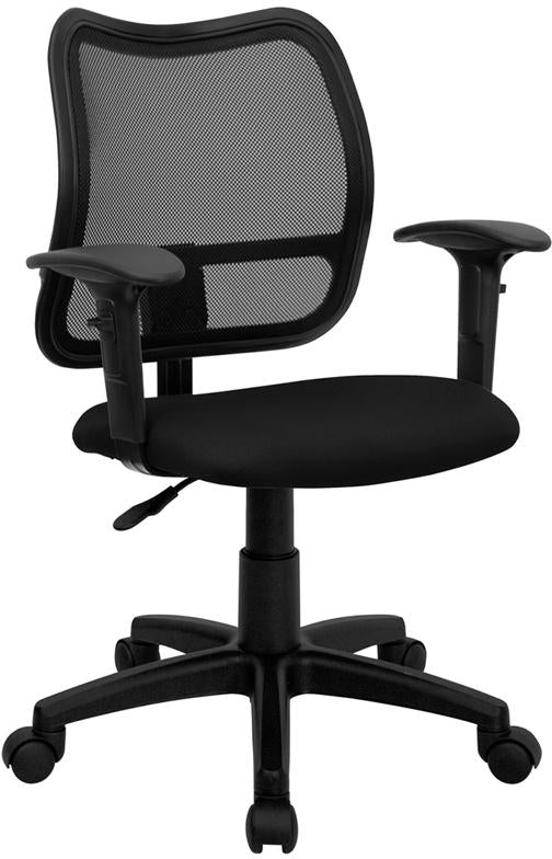Flash Furniture Mid-Back Black Mesh Swivel Task Chair with Adjustable Arms - WL-A277-BK-A-GG
