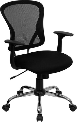 Flash Furniture Mid-Back Black Mesh Swivel Task Chair with Chrome Base and Arms - H-8369F-BLK-GG