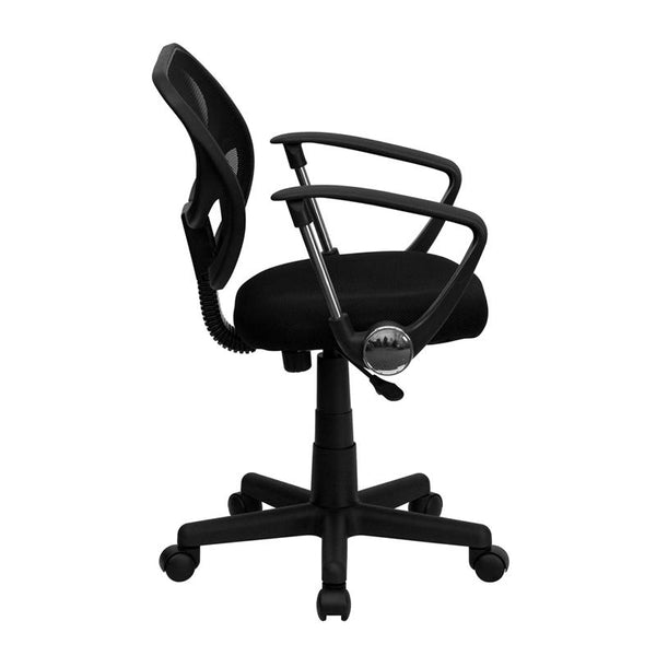 Flash Furniture Mid-Back Black Mesh Swivel Task Chair with Curved Square Back and Arms - WA-3074-BK-A-GG