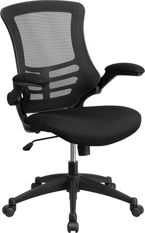 Flash Furniture Mid-Back Black Mesh Swivel Task Chair with Flip-Up Arms - BL-X-5M-BK-GG