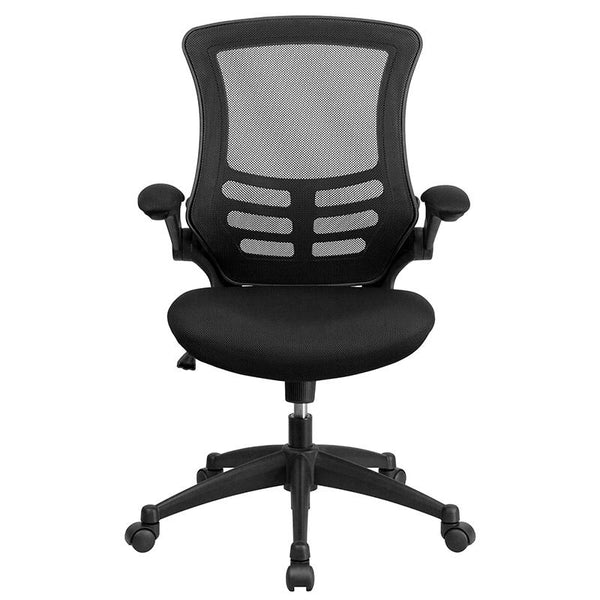 Flash Furniture Mid-Back Black Mesh Swivel Task Chair with Flip-Up Arms - BL-X-5M-BK-GG