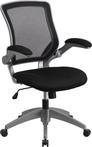 Flash Furniture Mid-Back Black Mesh Swivel Task Chair with Gray Frame and Flip-Up Arms - BL-ZP-8805-BK-GG