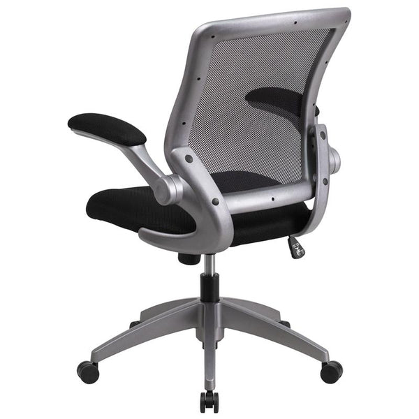 Flash Furniture Mid-Back Black Mesh Swivel Task Chair with Gray Frame and Flip-Up Arms - BL-ZP-8805-BK-GG