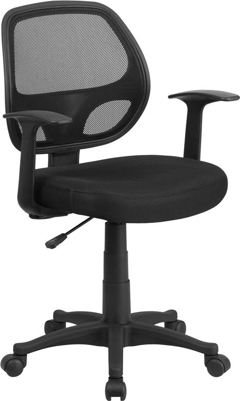 Flash Furniture Mid-Back Black Mesh Swivel Task Chair with T-Arms - LF-W-118A-BK-GG