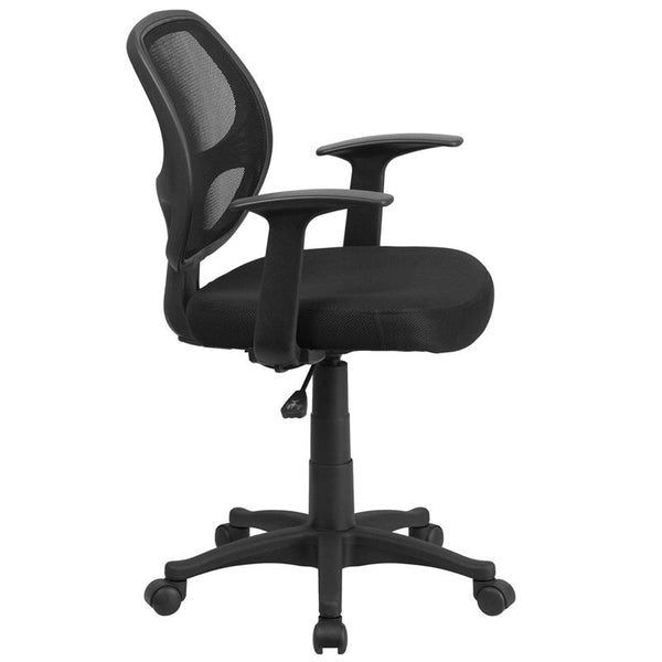 Flash Furniture Mid-Back Black Mesh Swivel Task Chair with T-Arms - LF-W-118A-BK-GG