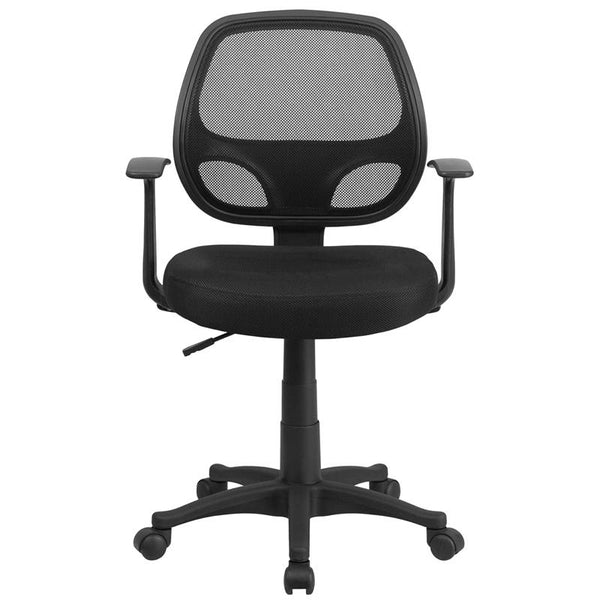 Flash Furniture Mid-Back Black Mesh Swivel Task Chair with T-Arms - LF-W-118A-BK-GG