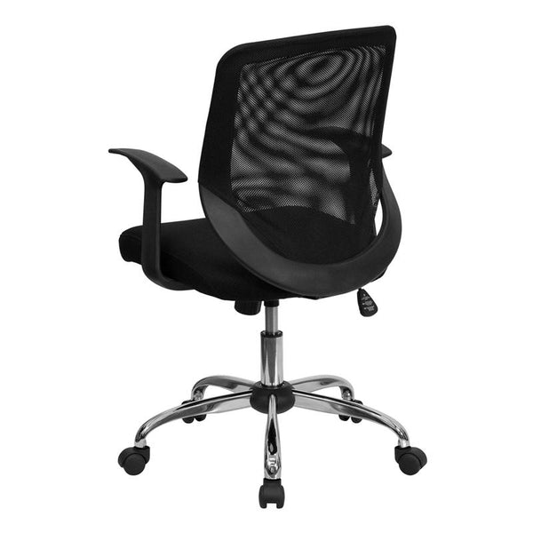 Flash Furniture Mid-Back Black Mesh Tapered Back Swivel Task Chair with Chrome Base and T-Arms - LF-W95-MESH-BK-GG