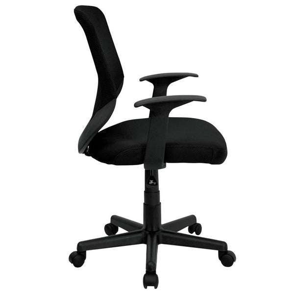 Flash Furniture Mid-Back Black Mesh Tapered Back Swivel Task Chair with T-Arms - LF-W-95A-BK-GG