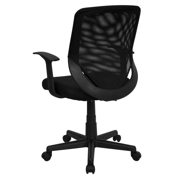 Flash Furniture Mid-Back Black Mesh Tapered Back Swivel Task Chair with T-Arms - LF-W-95A-BK-GG