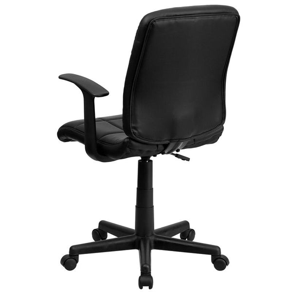 Flash Furniture Mid-Back Black Quilted Vinyl Swivel Task Chair with Arms - GO-1691-1-BK-A-GG