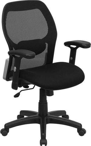 Flash Furniture Mid-Back Black Super Mesh Executive Swivel Chair with Adjustable Arms - LF-W42B-GG