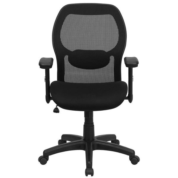 Flash Furniture Mid-Back Black Super Mesh Executive Swivel Chair with Adjustable Arms - LF-W42B-GG