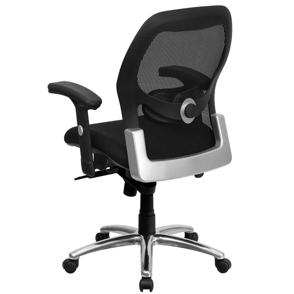 Flash Furniture Mid-Back Black Super Mesh Executive Swivel Chair with Knee Tilt Control and Adjustable Arms - LF-W42-GG