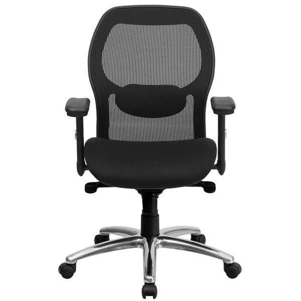 Flash Furniture Mid-Back Black Super Mesh Executive Swivel Chair with Knee Tilt Control and Adjustable Arms - LF-W42-GG