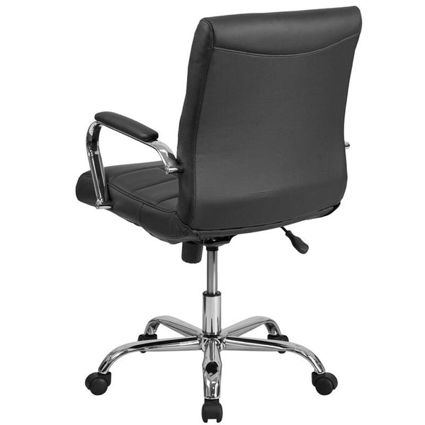 Flash Furniture Mid-Back Black Vinyl Executive Swivel Chair with Chrome Base and Arms - GO-2240-BK-GG