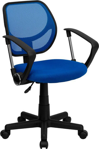 Flash Furniture Mid-Back Blue Mesh Swivel Task Chair with Curved Square Back and Arms - WA-3074-BL-A-GG