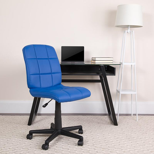 Flash Furniture Mid-Back Blue Quilted Vinyl Swivel Task Chair - GO-1691-1-BLUE-GG