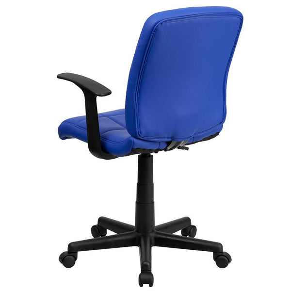 Flash Furniture Mid-Back Blue Quilted Vinyl Swivel Task Chair with Arms - GO-1691-1-BLUE-A-GG