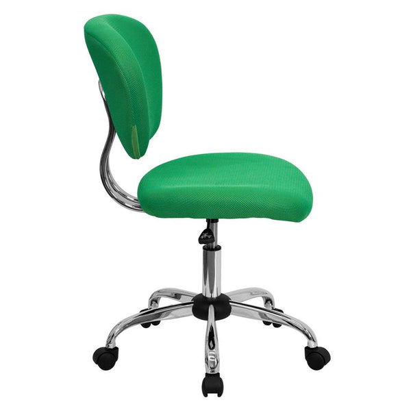 Flash Furniture Mid-Back Bright Green Mesh Padded Swivel Task Chair with Chrome Base - H-2376-F-BRGRN-GG
