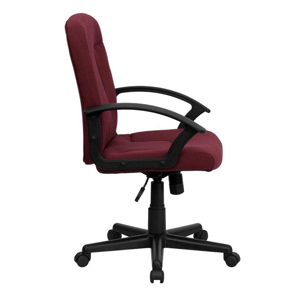 Flash Furniture Mid-Back Burgundy Fabric Executive Swivel Chair with Nylon Arms - GO-ST-6-BY-GG