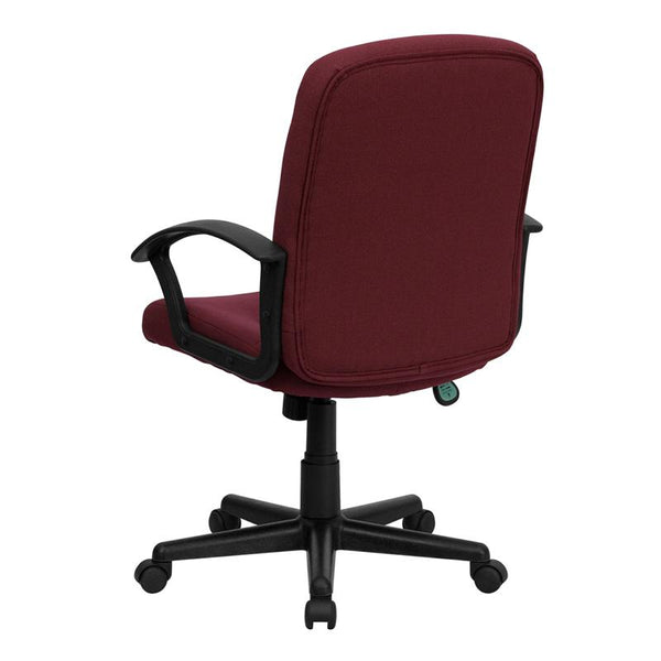 Flash Furniture Mid-Back Burgundy Fabric Executive Swivel Chair with Nylon Arms - GO-ST-6-BY-GG