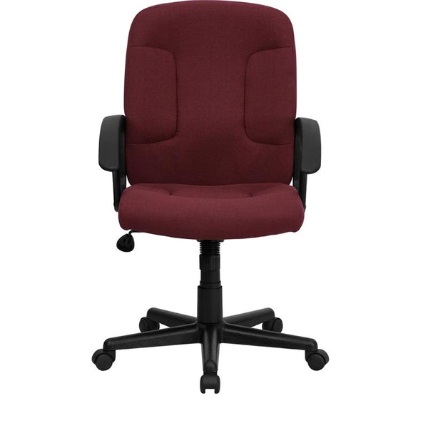 Flash Furniture Mid-Back Burgundy Fabric Executive Swivel Chair with Nylon Arms - GO-ST-6-BY-GG