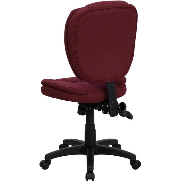 Flash Furniture Mid-Back Burgundy Fabric Multifunction Ergonomic Swivel Task Chair with Pillow Top Cushioning - GO-930F-BY-GG