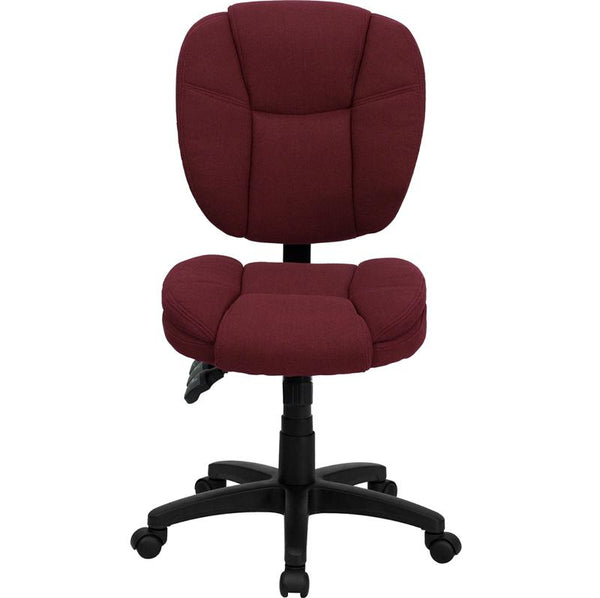 Flash Furniture Mid-Back Burgundy Fabric Multifunction Ergonomic Swivel Task Chair with Pillow Top Cushioning - GO-930F-BY-GG